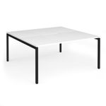Connex Goal-Post 1600 x 1600 x 725mm Back to Back Desk (2 x 1600mm) - Black Frame / White Top