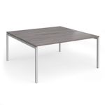 Connex Goal-Post 1600 x 1600 x 725mm Back to Back Desk (2 x 1600mm) - Silver Frame / Grey Oak Top