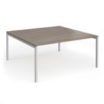 Connex Goal-Post 1600 x 1600 x 725mm Back to Back Desk (2 x 1600mm) - Silver Frame / Nebraska Oak Top