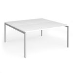 Connex Goal-Post 1600 x 1600 x 725mm Back to Back Desk (2 x 1600mm) - Silver Frame / White Top