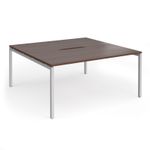 Connex Goal-Post 1600 x 1600 x 725mm Back to Back Desk (2 x 1600mm) - Silver Frame / Walnut Top