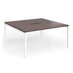 Connex Goal-Post 1600 x 1600 x 725mm Back to Back Desk (2 x 1600mm) - White Frame / Walnut Top