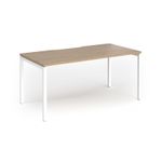 Connex Goal-Post 1600 x 800 x 725mm Single Desk - White Frame / Kendal Oak Top