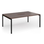 Connex Goal-Post 1800 x 1200 x 725mm Back to Back Desk (2 x 1800mm) - Black Frame / Walnut Top