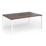 Connex Goal-Post 1800 x 1200 x 725mm Back to Back Desk (2 x 1800mm) - White Frame / Walnut Top