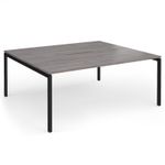 Connex Goal-Post 1800 x 1600 x 725mm Back to Back Desk (2 x 1800mm) - Black Frame / Grey Oak Top