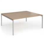 Connex Goal-Post 1800 x 1600 x 725mm Back to Back Desk (2 x 1800mm) - Silver Frame / Kendal Oak Top
