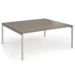 Connex Goal-Post 1800 x 1600 x 725mm Back to Back Desk (2 x 1800mm) - Silver Frame / Nebraska Oak Top