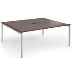 Connex Goal-Post 1800 x 1600 x 725mm Back to Back Desk (2 x 1800mm) - Silver Frame / Walnut Top