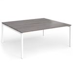 Connex Goal-Post 1800 x 1600 x 725mm Back to Back Desk (2 x 1800mm) - White Frame / Grey Oak Top