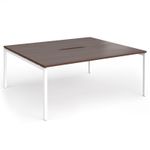 Connex Goal-Post 1800 x 1600 x 725mm Back to Back Desk (2 x 1800mm) - White Frame / Walnut Top