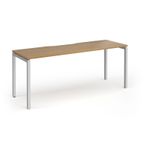 Connex Goal-Post 1800 x 600 x 725mm Single Desk - Silver Frame / Oak Top