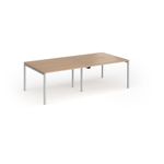 Connex Goal-Post 2400 x 1200 x 725mm Back to Back Desk (4 x 1200mm) - Silver Frame / Beech Top