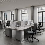 Connex Goal-Post 2400 x 1200 x 725mm Back to Back Desk (4 x 1200mm) - White Frame / Kendal Oak Top