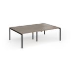 Connex Goal-Post 2400 x 1600 x 725mm Back to Back Desk (4 x 1200mm) - Black Frame / Nebraska Oak Top