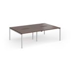 Connex Goal-Post 2400 x 1600 x 725mm Back to Back Desk (4 x 1200mm) - Silver Frame / Walnut Top