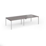 Connex Goal-Post 2800 x 1200 x 725mm Back to Back Desk (4 x 1400mm) - Silver Frame / Grey Oak Top
