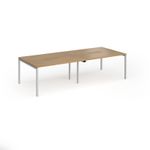 Connex Goal-Post 2800 x 1200 x 725mm Back to Back Desk (4 x 1400mm) - Silver Frame / Oak Top