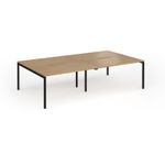 Connex Goal-Post 2800 x 1600 x 725mm Back to Back Desk (4 x 1400mm) - Black Frame / Oak Top
