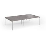 Connex Goal-Post 2800 x 1600 x 725mm Back to Back Desk (4 x 1400mm) - Silver Frame / Grey Oak Top