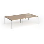 Connex Goal-Post 2800 x 1600 x 725mm Back to Back Desk (4 x 1400mm) - Silver Frame / Kendal Oak Top