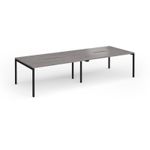 Connex Goal-Post 3200 x 1200 x 725mm Back to Back Desk (4 x 1600mm) - Black Frame / Grey Oak Top