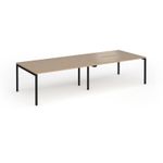 Connex Goal-Post 3200 x 1200 x 725mm Back to Back Desk (4 x 1600mm) - Black Frame / Kendal Oak Top