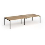 Connex Goal-Post 3200 x 1200 x 725mm Back to Back Desk (4 x 1600mm) - Black Frame / Oak Top