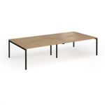 Connex Goal-Post 3200 x 1600 x 725mm Back to Back Desk (4 x 1600mm) - Black Frame / Oak Top