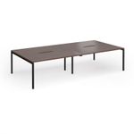 Connex Goal-Post 3200 x 1600 x 725mm Back to Back Desk (4 x 1600mm) - Black Frame / Walnut Top
