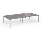 Connex Goal-Post 3200 x 1600 x 725mm Back to Back Desk (4 x 1600mm) - Silver Frame / Grey Oak Top