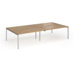 Connex Goal-Post 3200 x 1600 x 725mm Back to Back Desk (4 x 1600mm) - Silver Frame / Oak Top