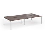 Connex Goal-Post 3200 x 1600 x 725mm Back to Back Desk (4 x 1600mm) - Silver Frame / Walnut Top