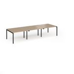 Connex Goal-Post 3600 x 1200 x 725mm Back to Back Desk (6 x 1200mm) - Black Frame / Kendal Oak Top