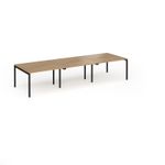Connex Goal-Post 3600 x 1200 x 725mm Back to Back Desk (6 x 1200mm) - Black Frame / Oak Top
