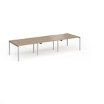 Connex Goal-Post 3600 x 1200 x 725mm Back to Back Desk (6 x 1200mm) - Silver Frame / Kendal Oak Top