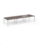 Connex Goal-Post 3600 x 1200 x 725mm Back to Back Desk (6 x 1200mm) - Silver Frame / Walnut Top