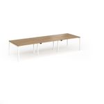 Connex Goal-Post 3600 x 1200 x 725mm Back to Back Desk (6 x 1200mm) - White Frame / Oak Top
