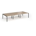 Connex Goal-Post 3600 x 1600 x 725mm Back to Back Desk (6 x 1200mm) - Black Frame / Kendal Oak Top