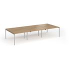 Connex Goal-Post 3600 x 1600 x 725mm Back to Back Desk (6 x 1200mm) - Silver Frame / Oak Top