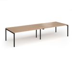 Connex Goal-Post 3600 x 1200 x 725mm Back to Back Desk (4 x 1800mm) - Black Frame / Beech Top