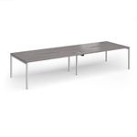 Connex Goal-Post 3600 x 1200 x 725mm Back to Back Desk (4 x 1800mm) - Silver Frame / Grey Oak Top