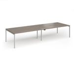 Connex Goal-Post 3600 x 1200 x 725mm Back to Back Desk (4 x 1800mm) - Silver Frame / Nebraska Oak Top