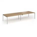 Connex Goal-Post 3600 x 1200 x 725mm Back to Back Desk (4 x 1800mm) - Silver Frame / Oak Top