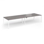 Connex Goal-Post 3600 x 1200 x 725mm Back to Back Desk (4 x 1800mm) - White Frame / Grey Oak Top