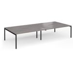 Connex Goal-Post 3600 x 1600 x 725mm Back to Back Desk (4 x 1800mm) - Black Frame / Grey Oak Top
