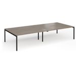 Connex Goal-Post 3600 x 1600 x 725mm Back to Back Desk (4 x 1800mm) - Black Frame / Nebraska Oak Top
