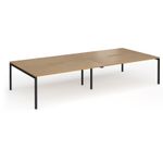 Connex Goal-Post 3600 x 1600 x 725mm Back to Back Desk (4 x 1800mm) - Black Frame / Oak Top