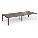 Connex Goal-Post 3600 x 1600 x 725mm Back to Back Desk (4 x 1800mm) - Black Frame / Walnut Top