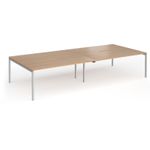 Connex Goal-Post 3600 x 1600 x 725mm Back to Back Desk (4 x 1800mm) - Silver Frame / Beech Top